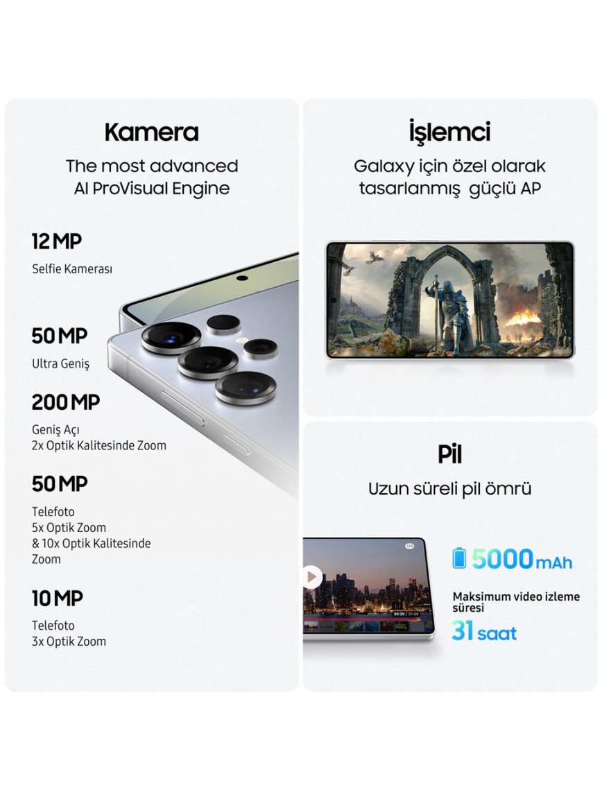 Samsung Galaxy S25 Ultra 512 GB 12 GB Ram (Samsung Türkiye Garantili) Mavi Titanyum